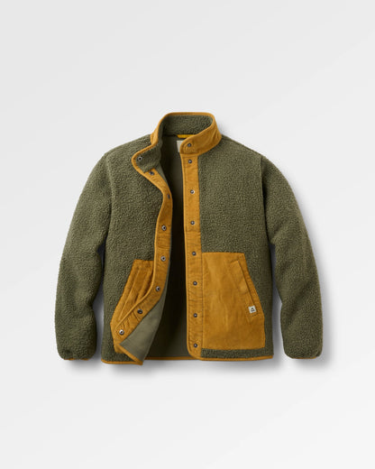 Clover Sherpa Fleece Jacket - Dusty Olive - Flatlay