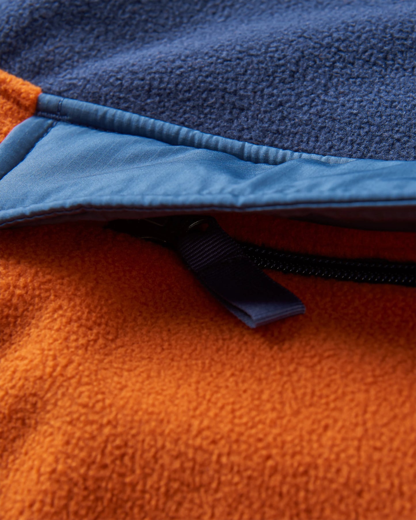 Woodland Hoodless Recycled Polar Fleece - Rich Navy/Sunset Orange