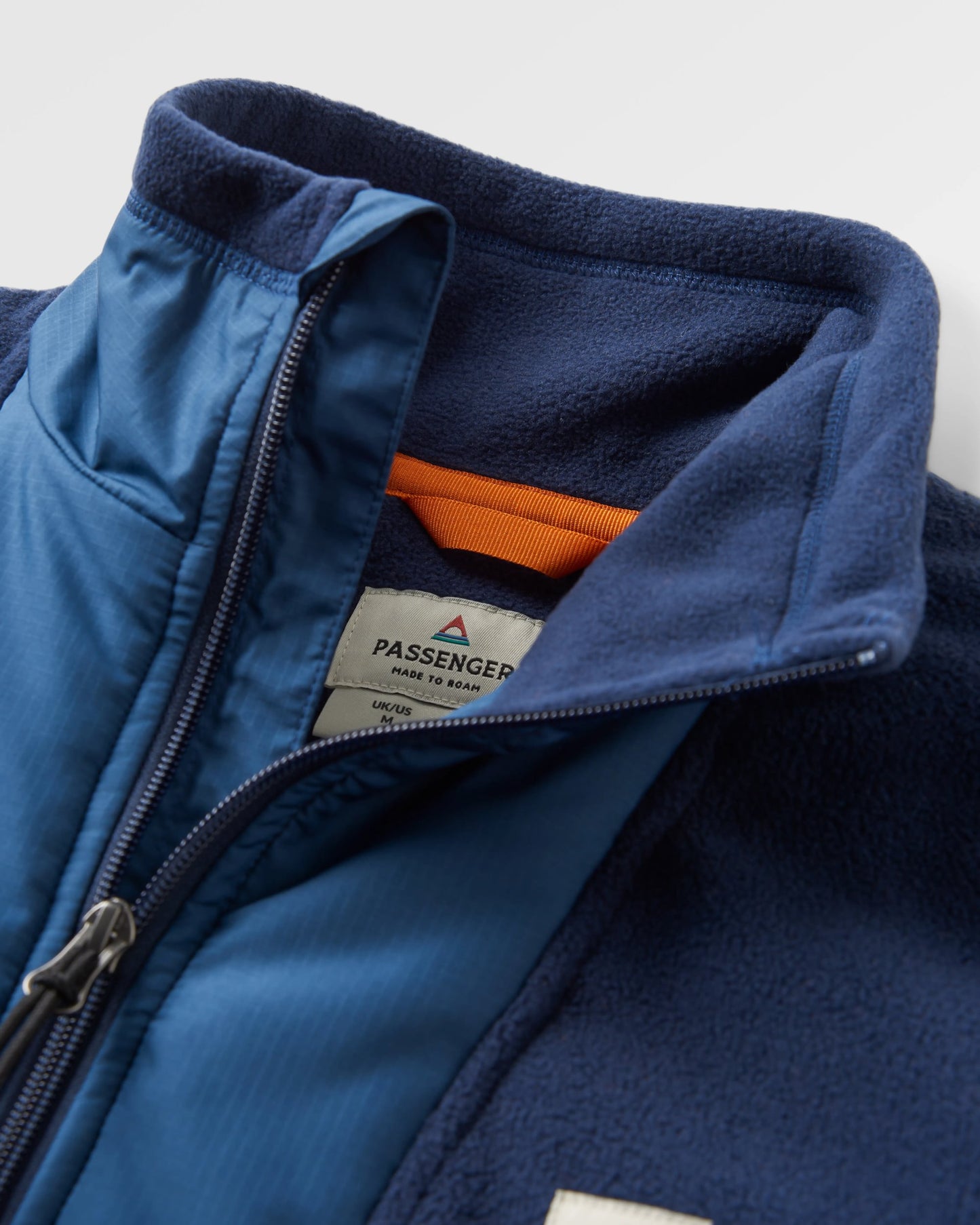 Woodland Hoodless Recycled Polar Fleece - Rich Navy/Sunset Orange