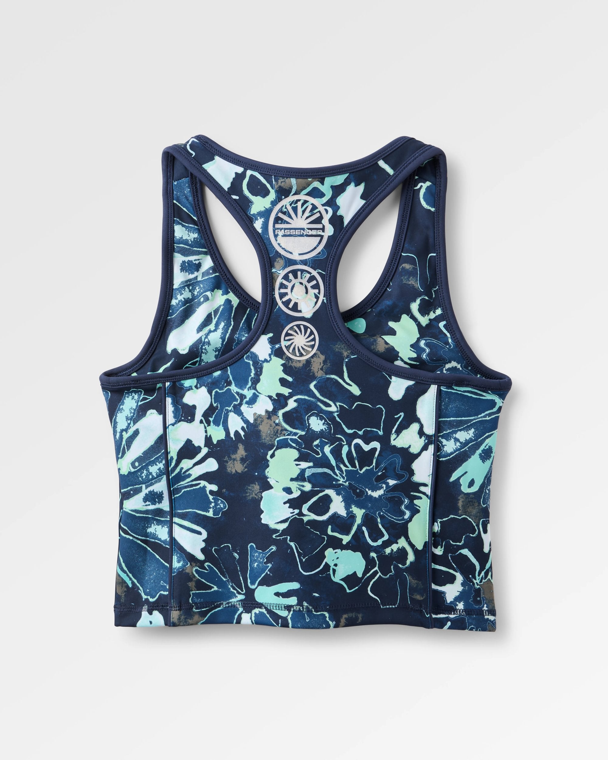 Mantra Recycled Active Crop Top - Frost Ice Blue - Flatlay