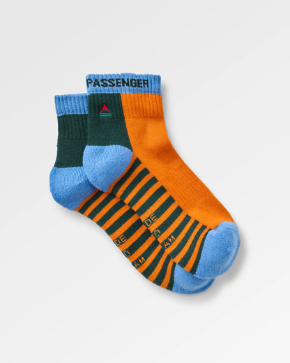 Tillamock Merino Active Quarter Sock - Bright Orange - Flatlay