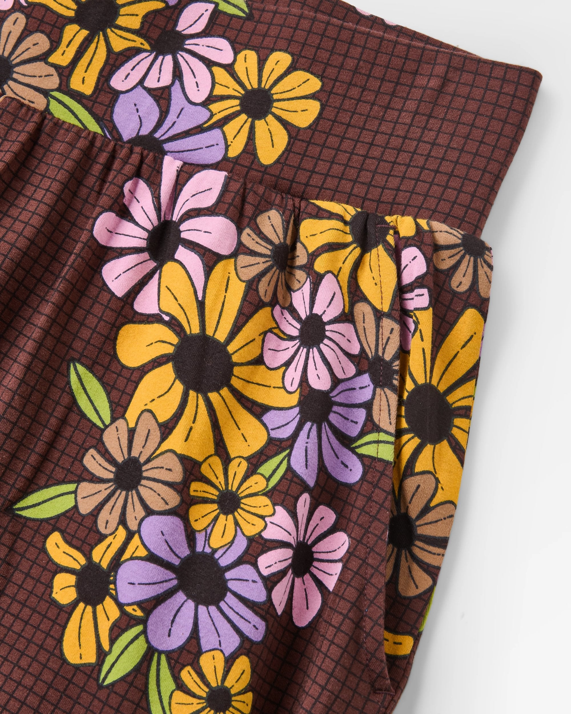 Day Dream Trouser - Floral Grid Espresso - Flatlay