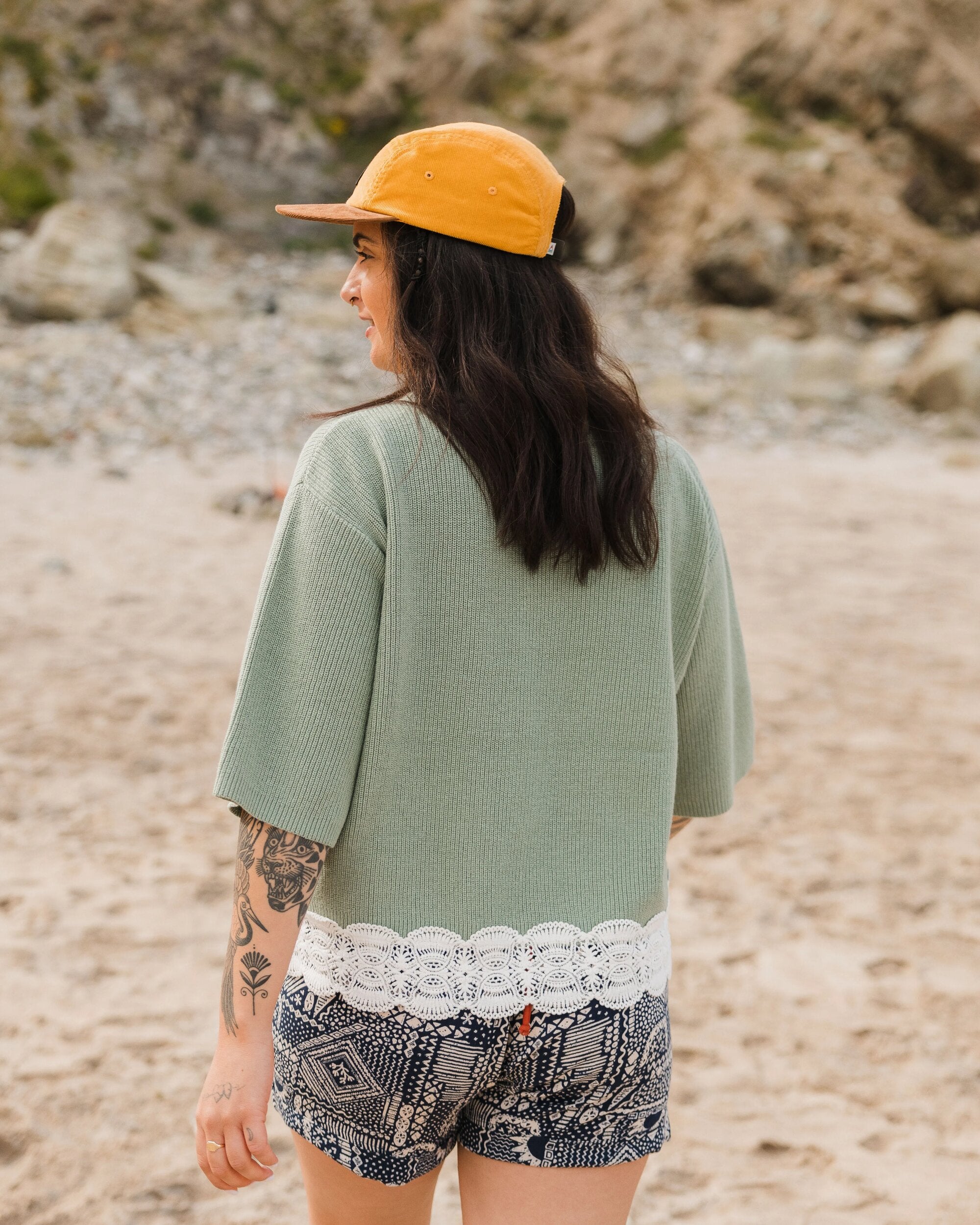 Vintage Organic Knitted Jumper - Pistachio - Lifestyle