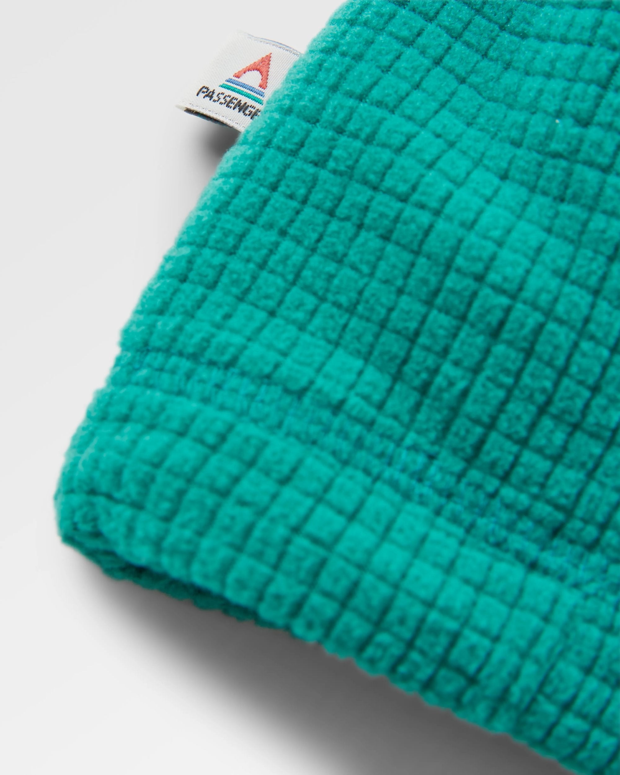 Off Trail Recycled Grid Polar Fleece - Rich Navy/Green Lake - Flatlay