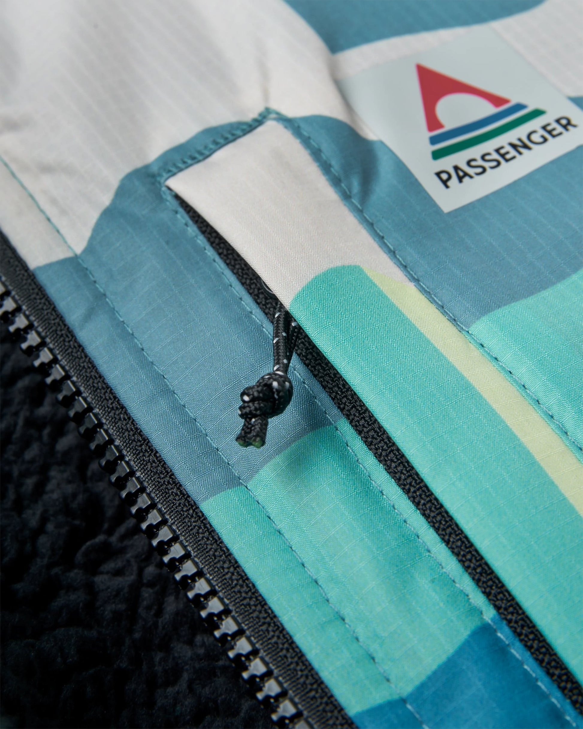 Waves Recycled Sherpa Lined Changing Robe - Vista Patchwork Aqua - Flatlay