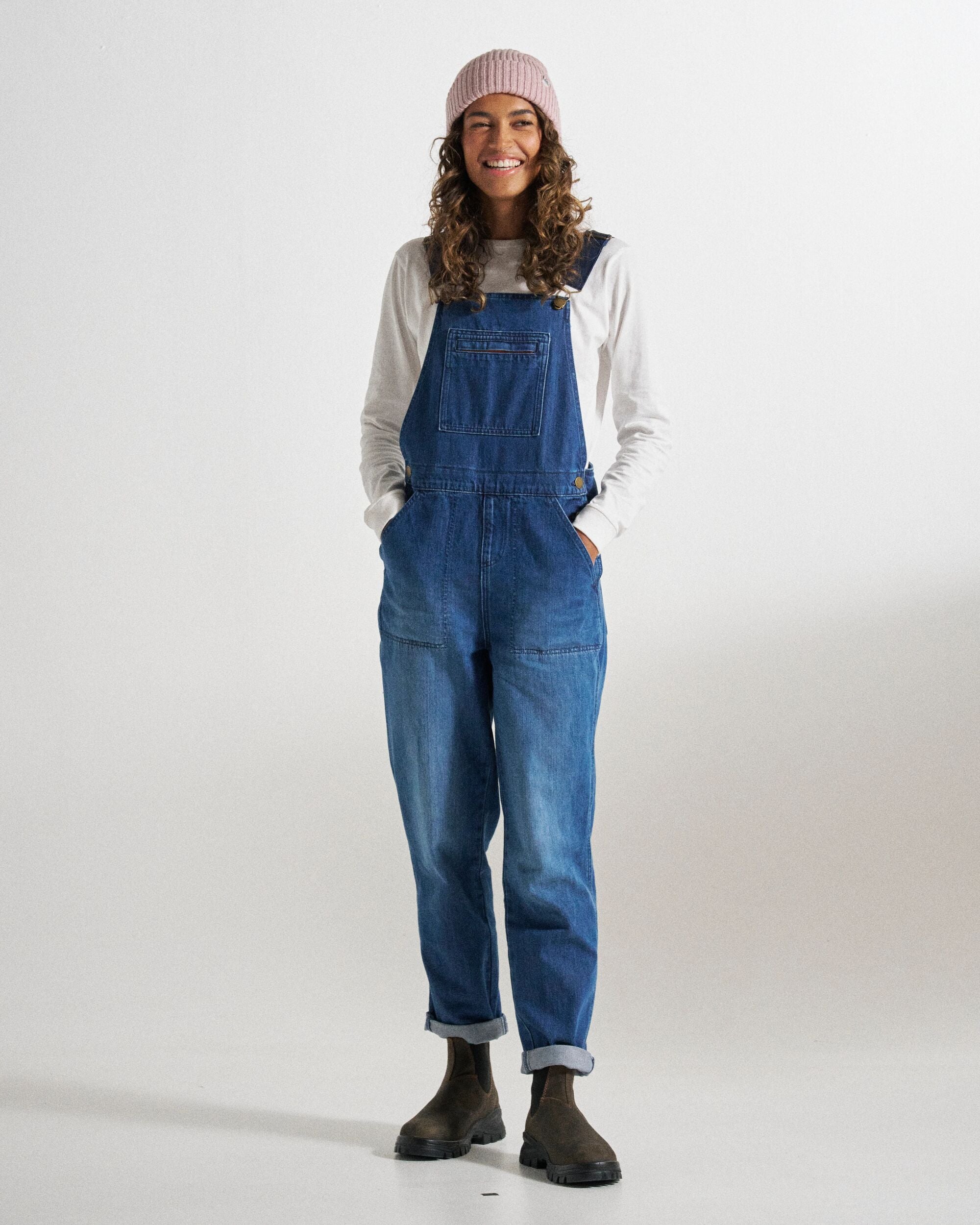 Shuffle Denim Dungarees - Denim Blue - Studio Model