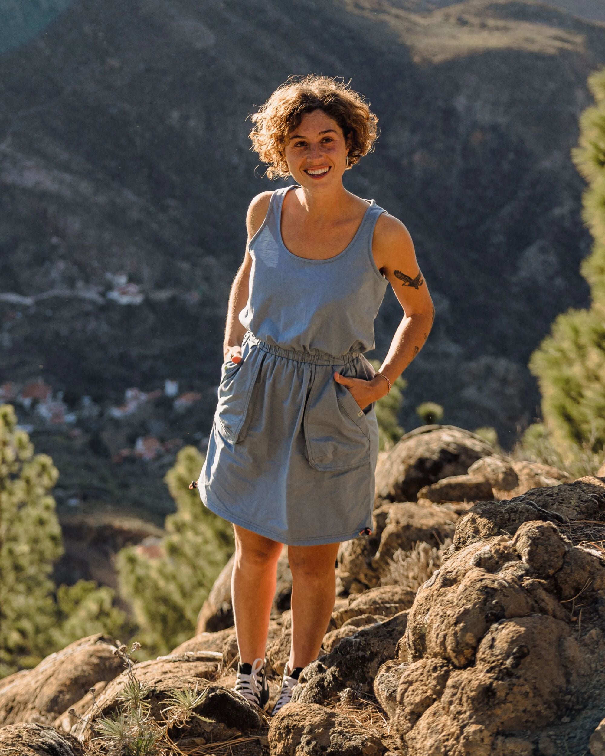 Mesmorise Organic Cotton Dress - Faded Denim - Lifestyle