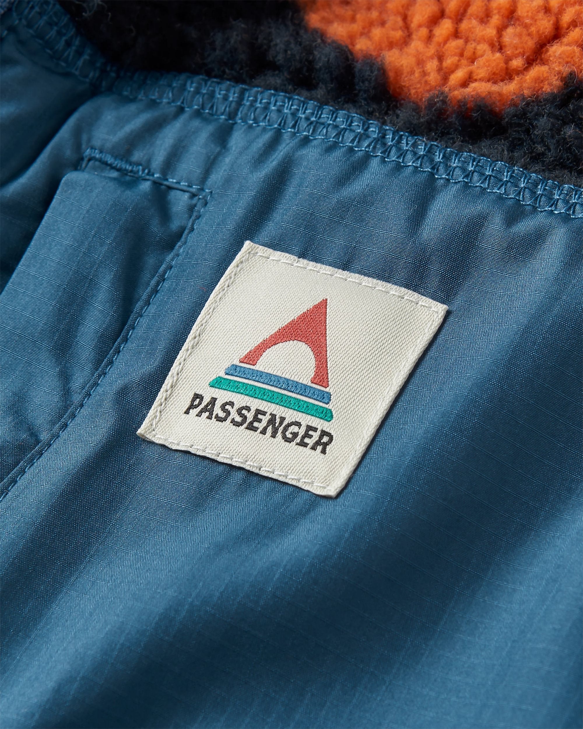 Offroad Recycled Sherpa 1/2 Zip Fleece - Vista Patchwork Dark Denim - Flatlay