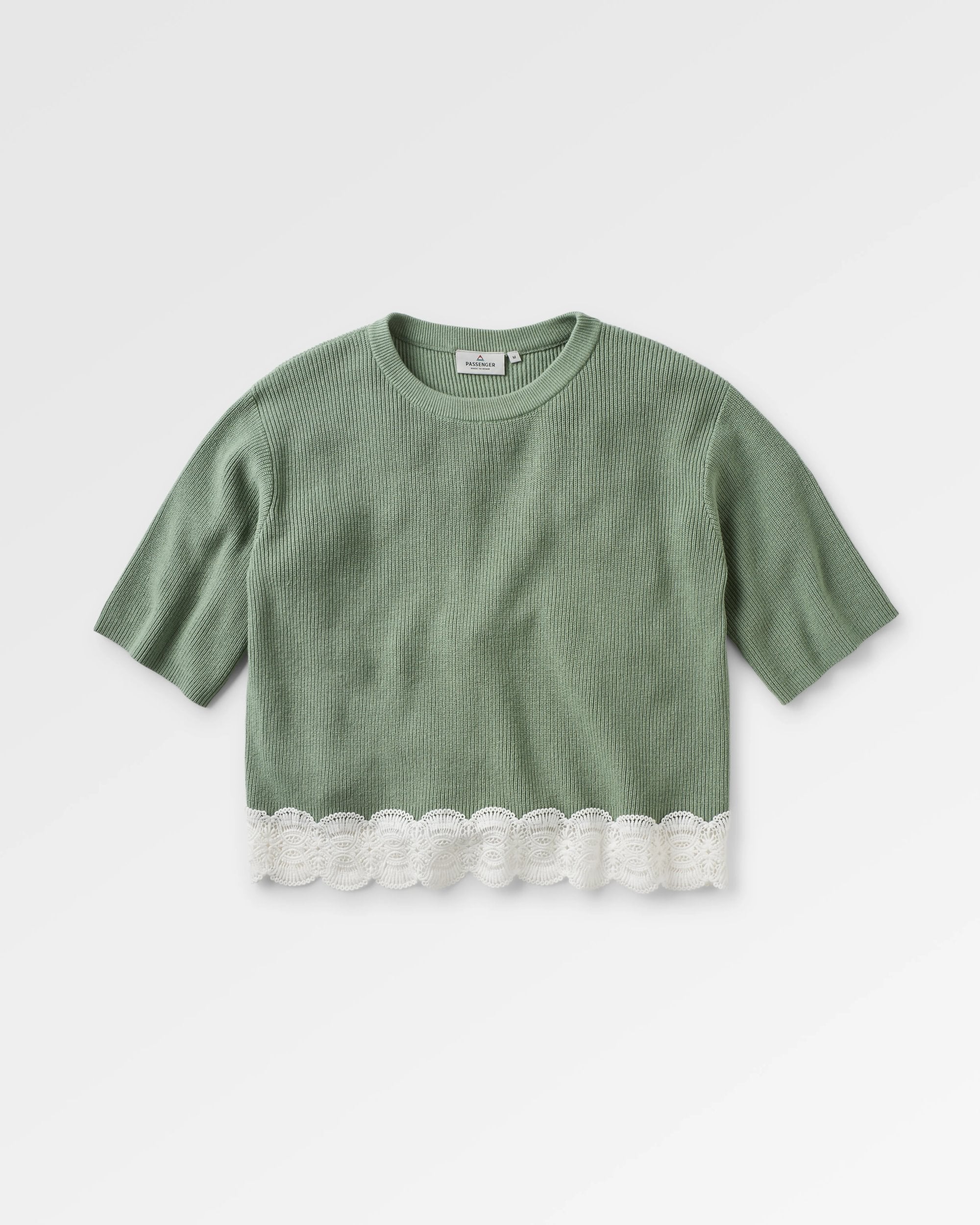 Vintage Organic Knitted Jumper - Pistachio - Flatlay