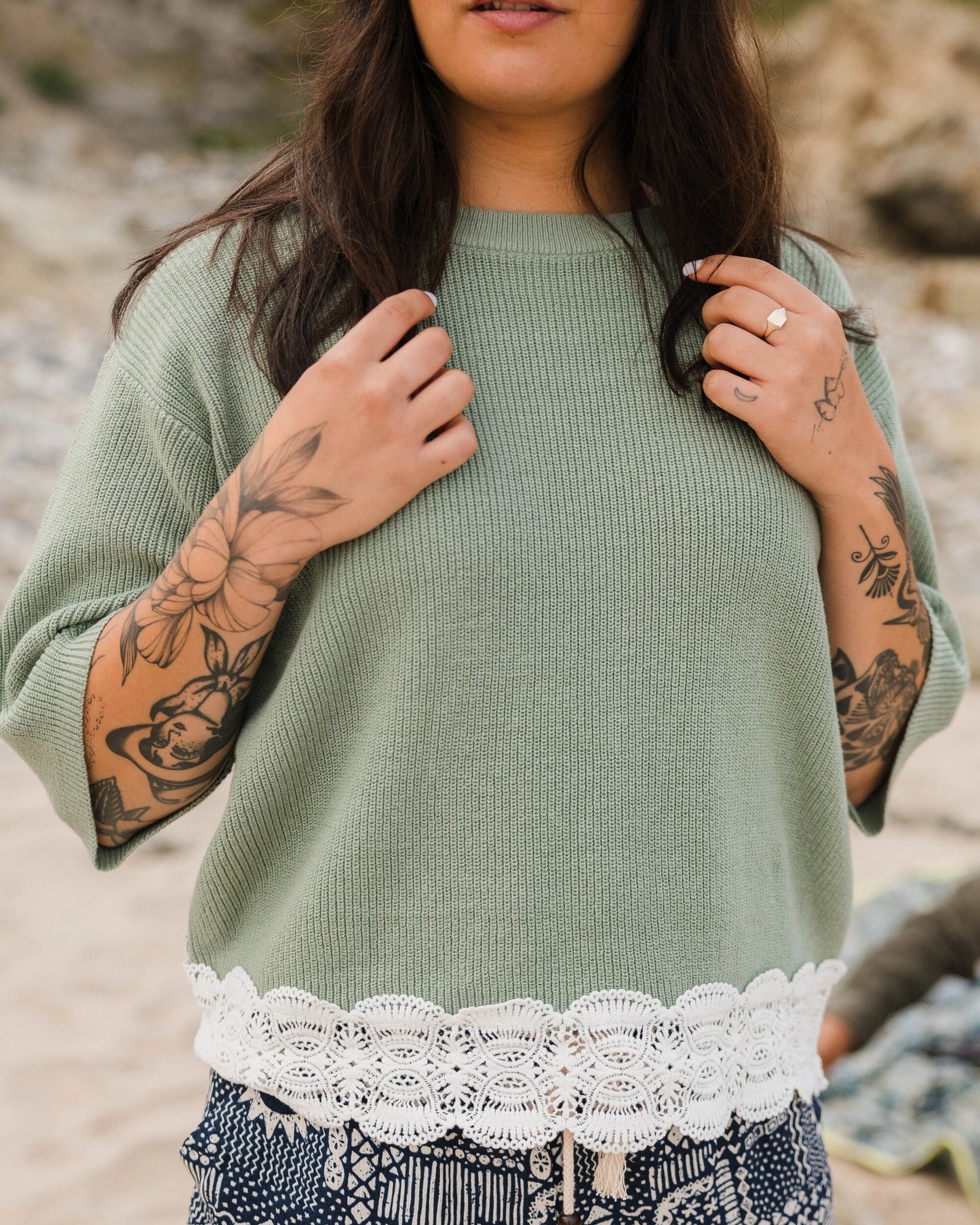 Vintage Organic Knitted Jumper - Pistachio