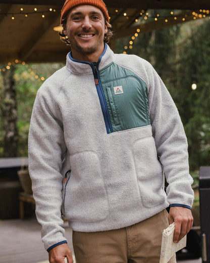 Offgrid 1/2 Zip Recycled Sherpa Fleece - Grey Marl 2 - Lifestyle