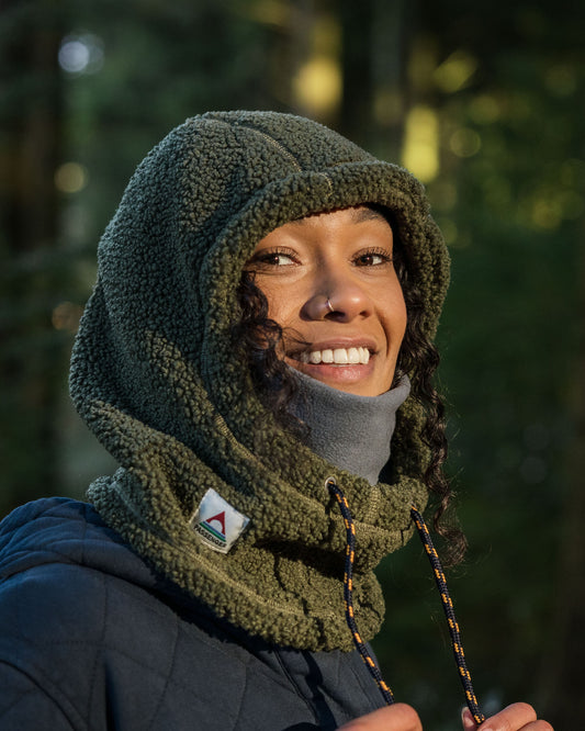 Womens_Snowdrift Recycled Fleece Hood - Khaki