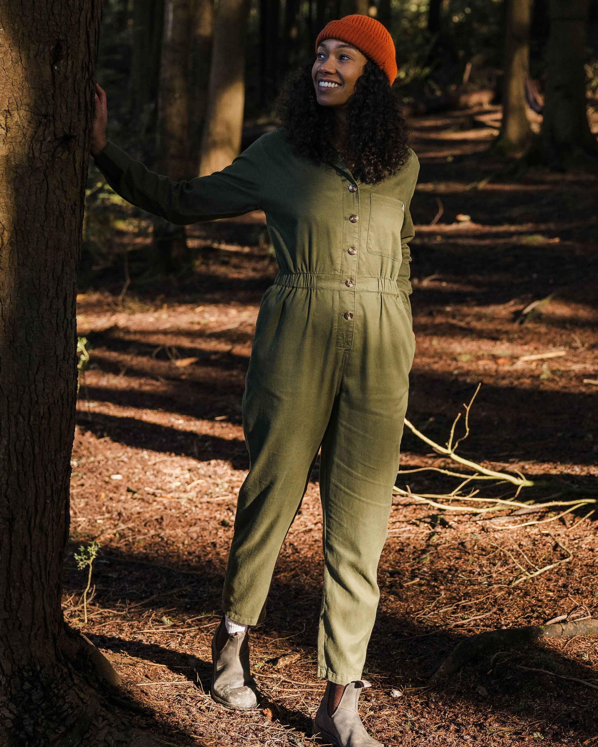 Ladies khaki boiler suit on sale