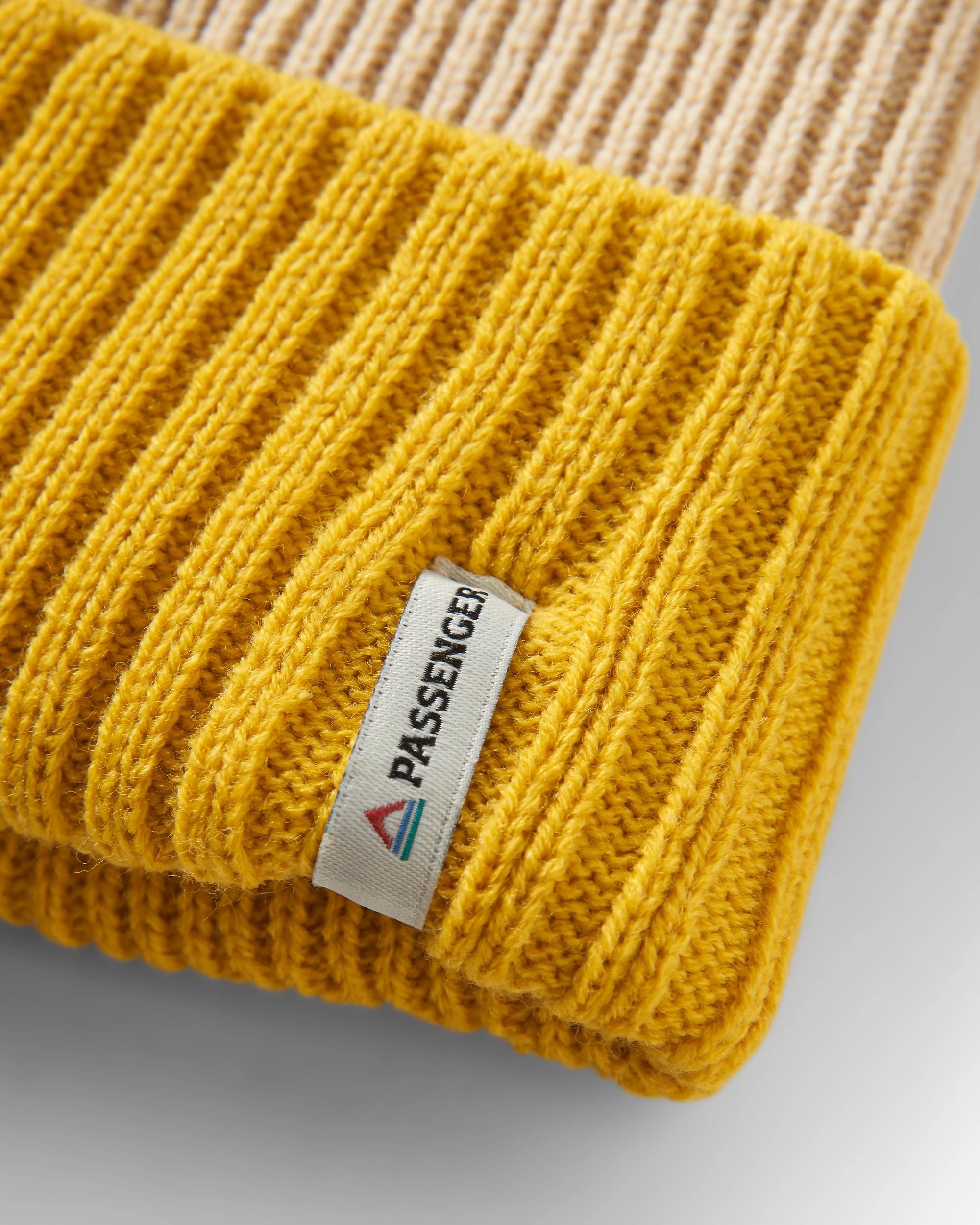 Outlook Recycled Beanie - Mustard Yellow/Steel Grey - Flatlay