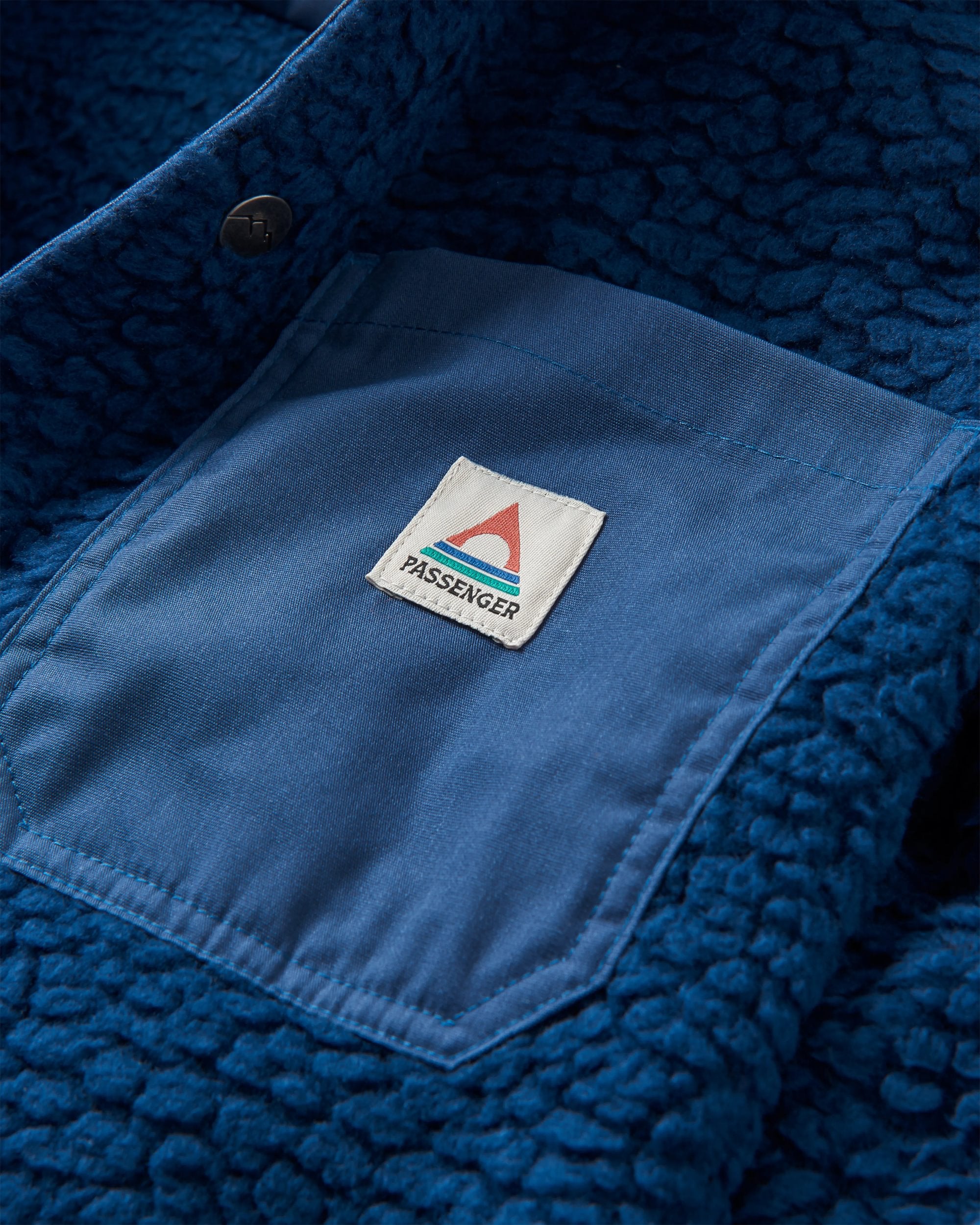 Rappel Recycled Sherpa Oversized Shirt - Dark Denim - Flatlay