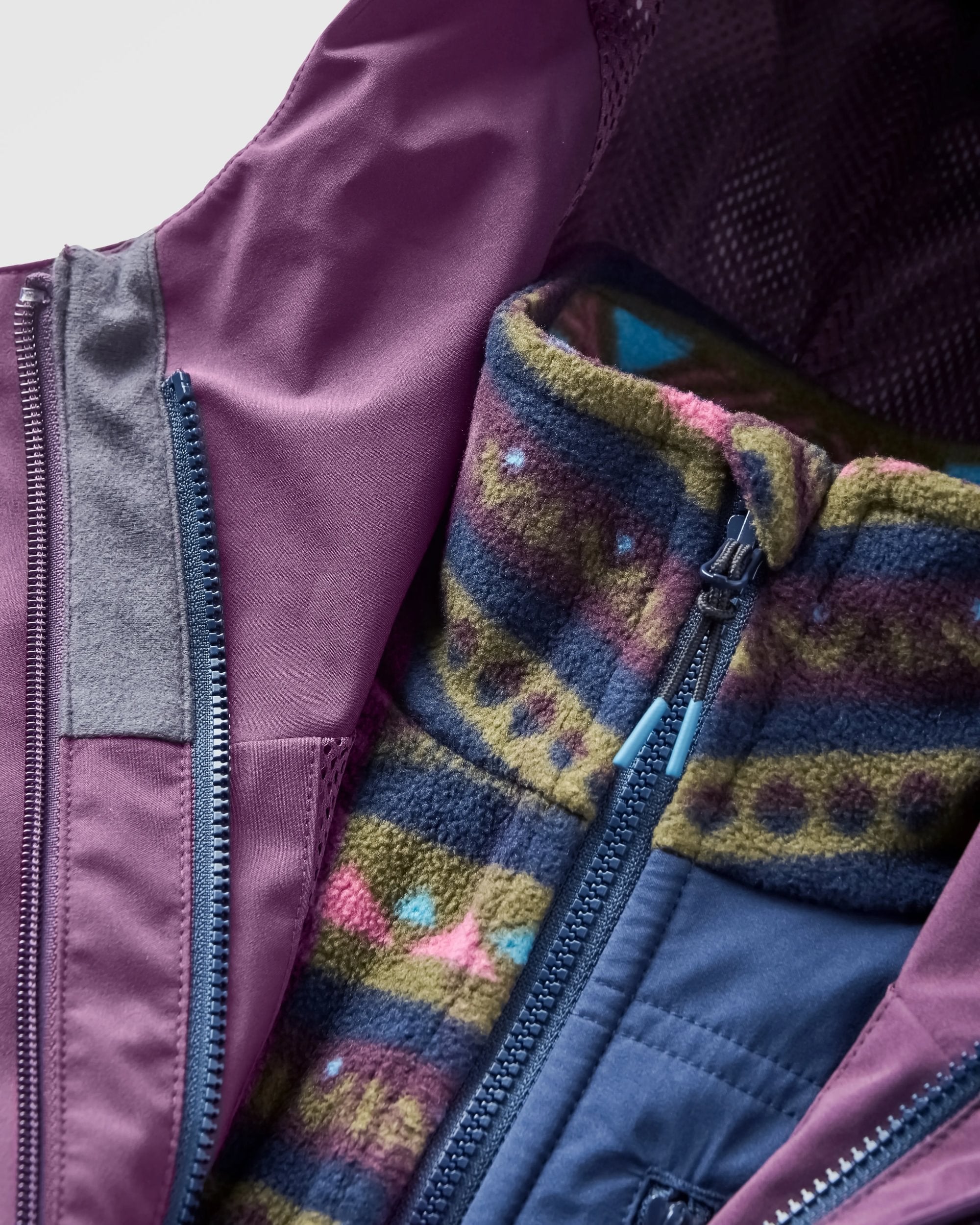Breckenridge Recycled Waterproof 3 In 1 Jacket - Deep Plum - Flatlay