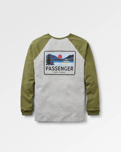 Roamer Raglan LS T-Shirt - Khaki/Grey Marl - Flatlay