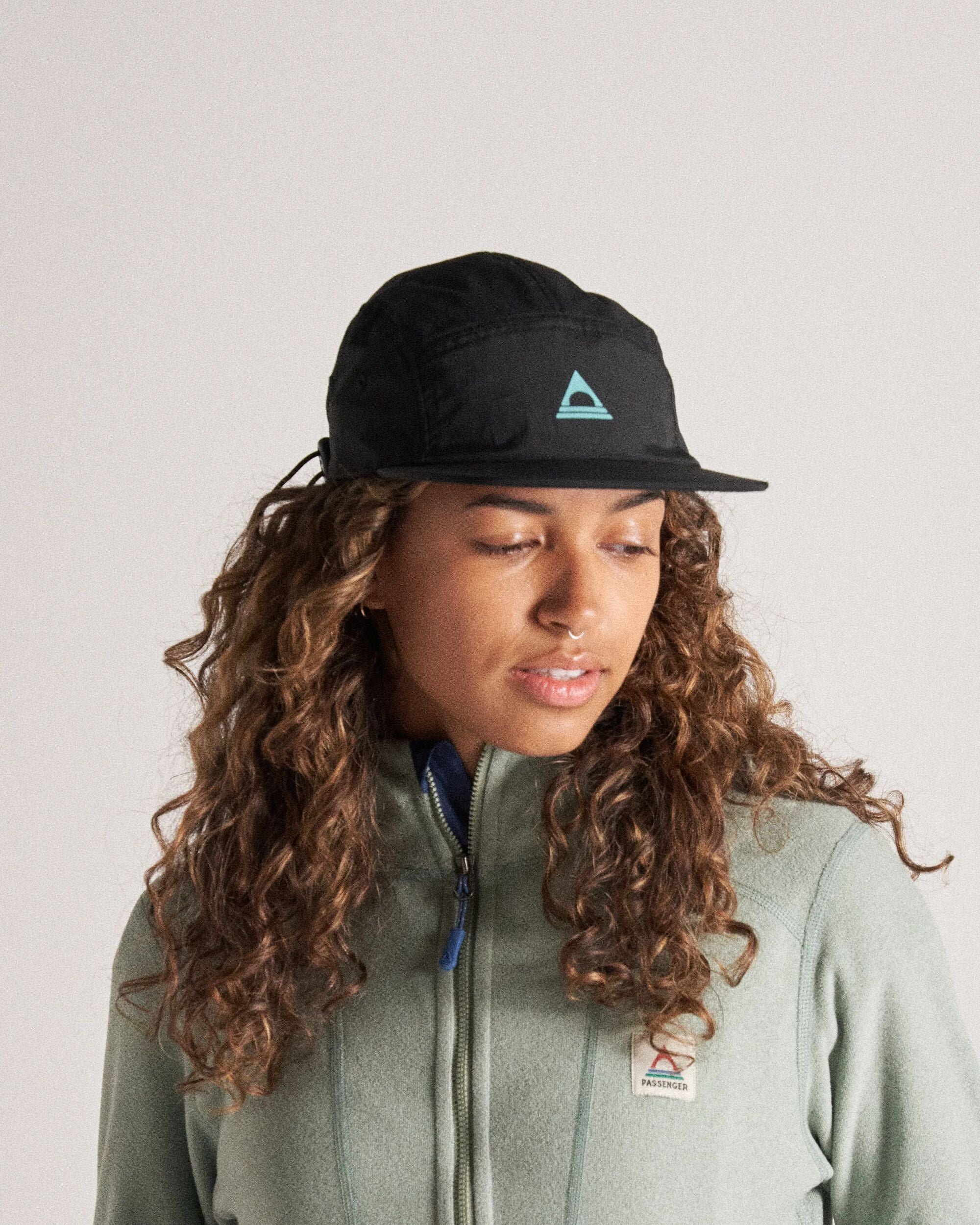 Emerge 5 Panel Trail Cap - Black - Studio Model - Female