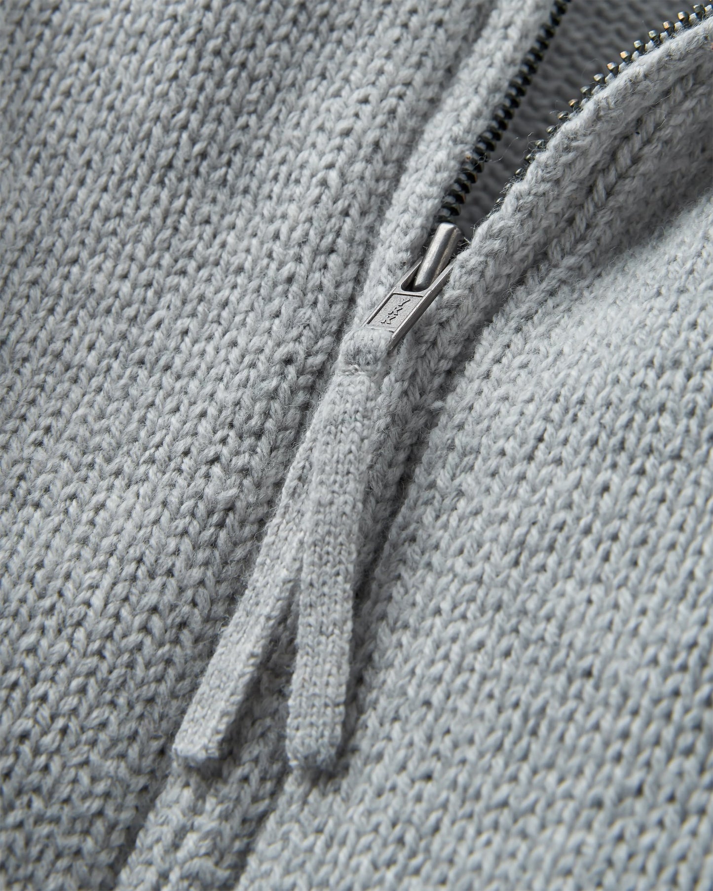 Cove Organic Cotton Knitted Zip Hoodie - Grey Marl - Flatlay