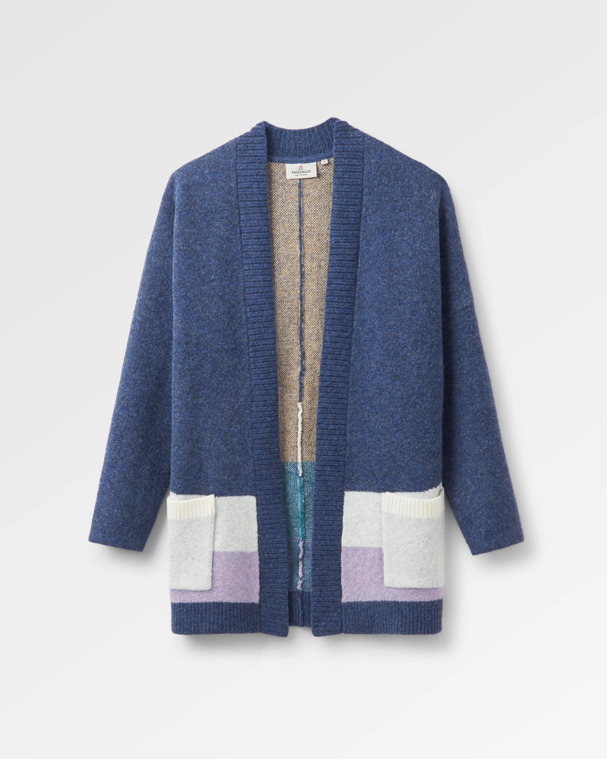 Vista Recycled Knitted Cardigan - Dark Denim - Flatlay
