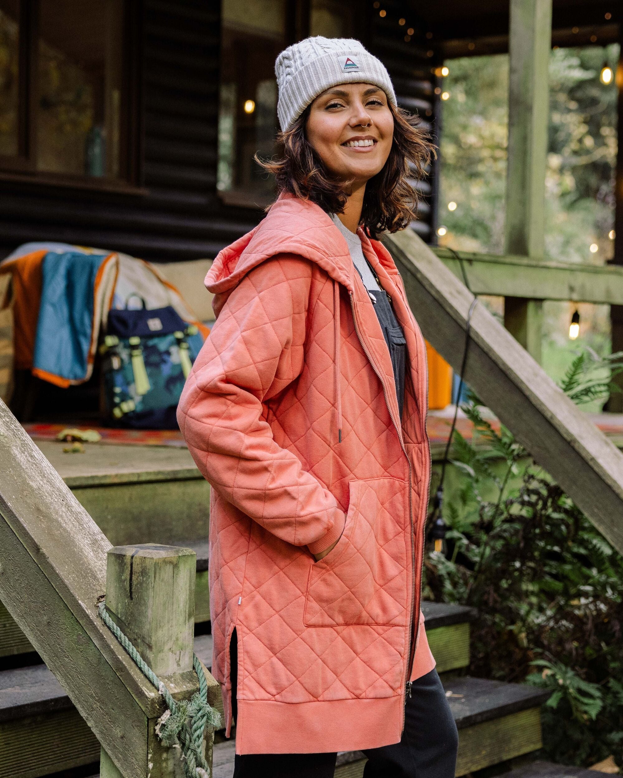 Getaway Quilted Full Zip Hoodie Burnt Orange – Passenger