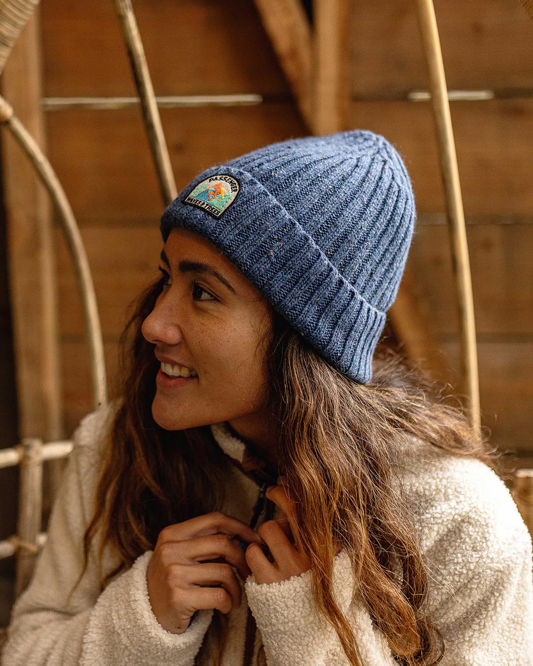 Womens_Katira Rib Knit Beanie - Blue Coral