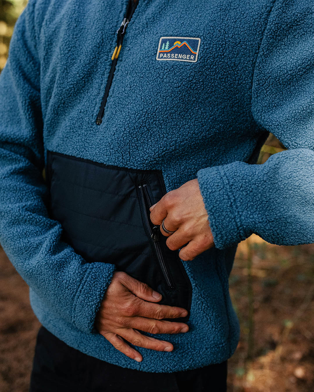 Oceanside Recycled Sherpa 1/2 Zip Fleece - Blue Steel