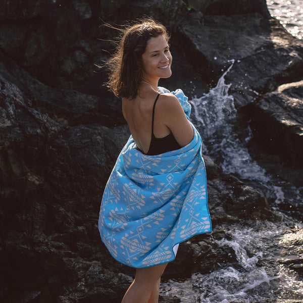Portland Recycled Polyester Beach Towel - Blue Coast