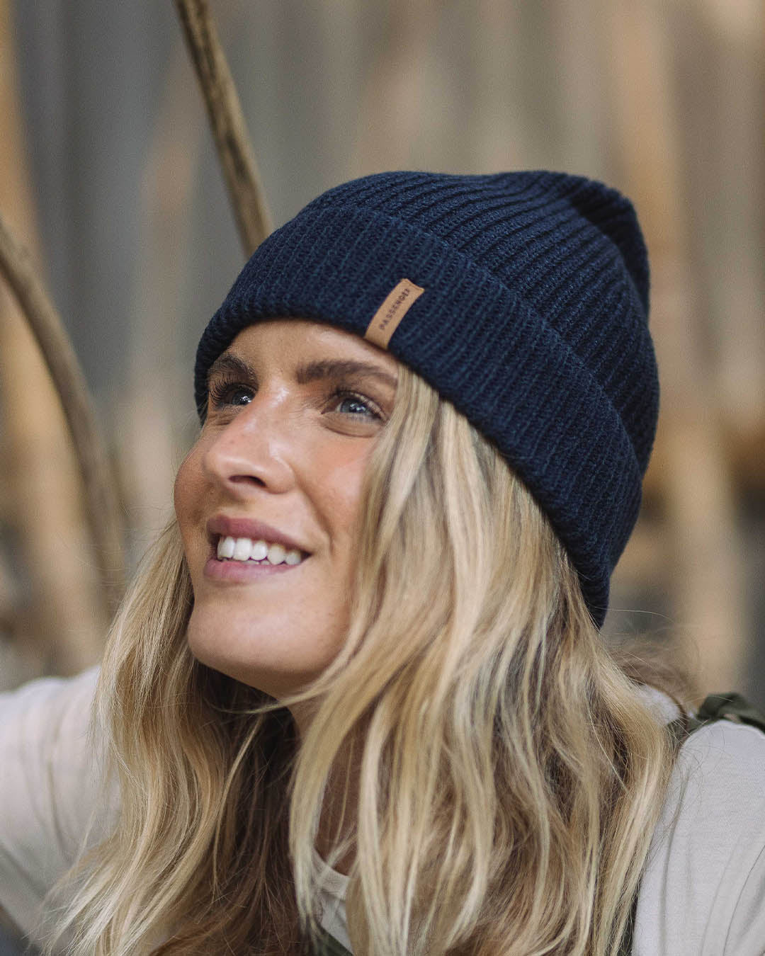 Compass Recycled Acrylic Beanie - Rich Navy - Lifestyle - Female