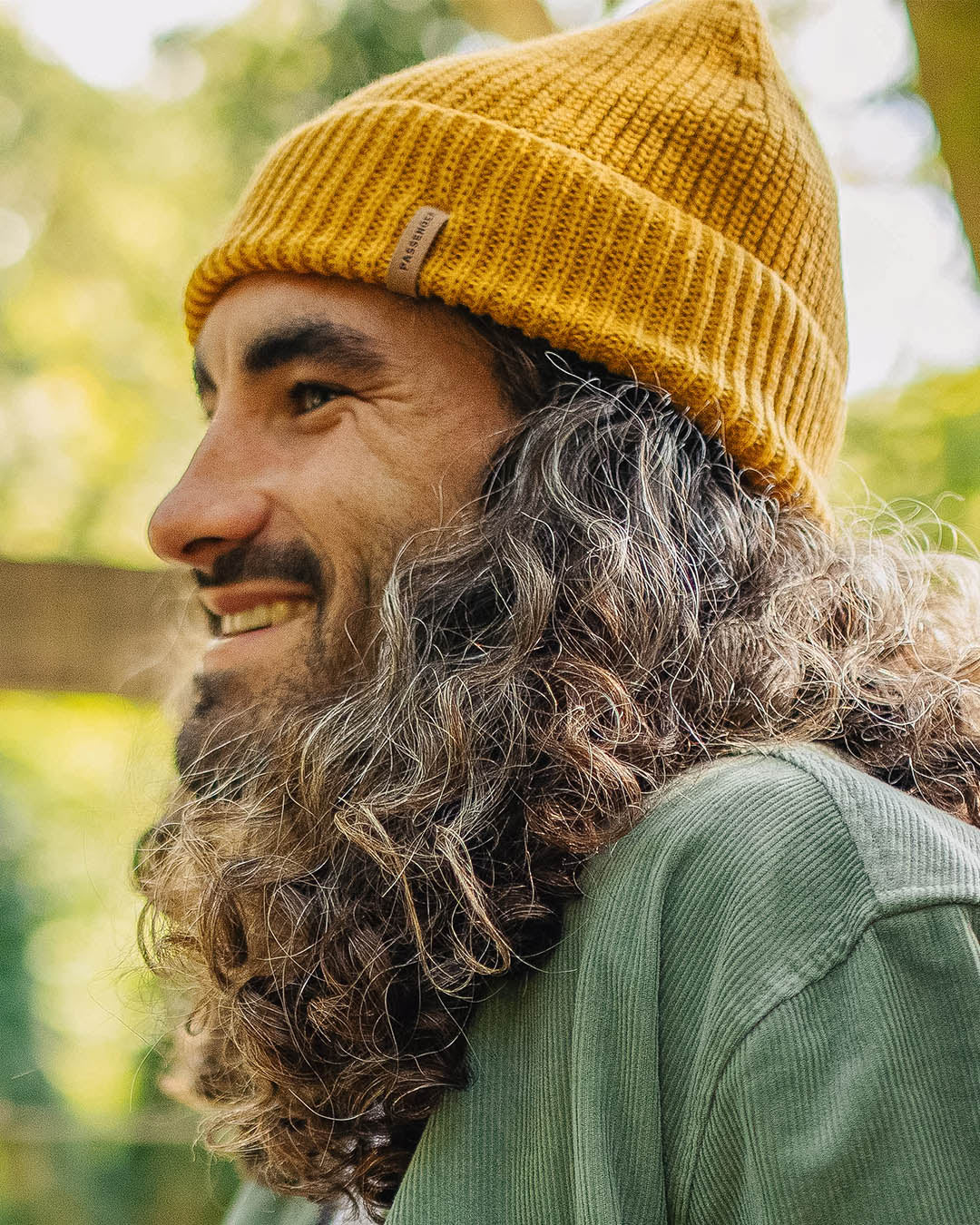 Male_Compass Recycled Acrylic Beanie - Mustard Yellow