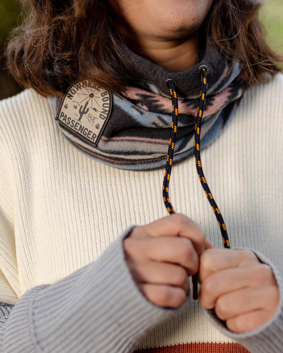 Tor Recycled Polar Womens-Fleece Snood - Deep Navy Vintage Geo