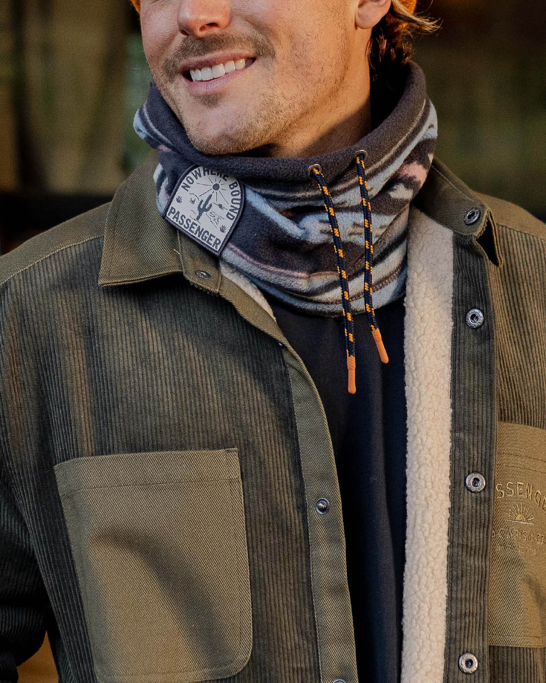 Tor Recycled Polar Fleece Snood - Deep Navy Vintage Geo