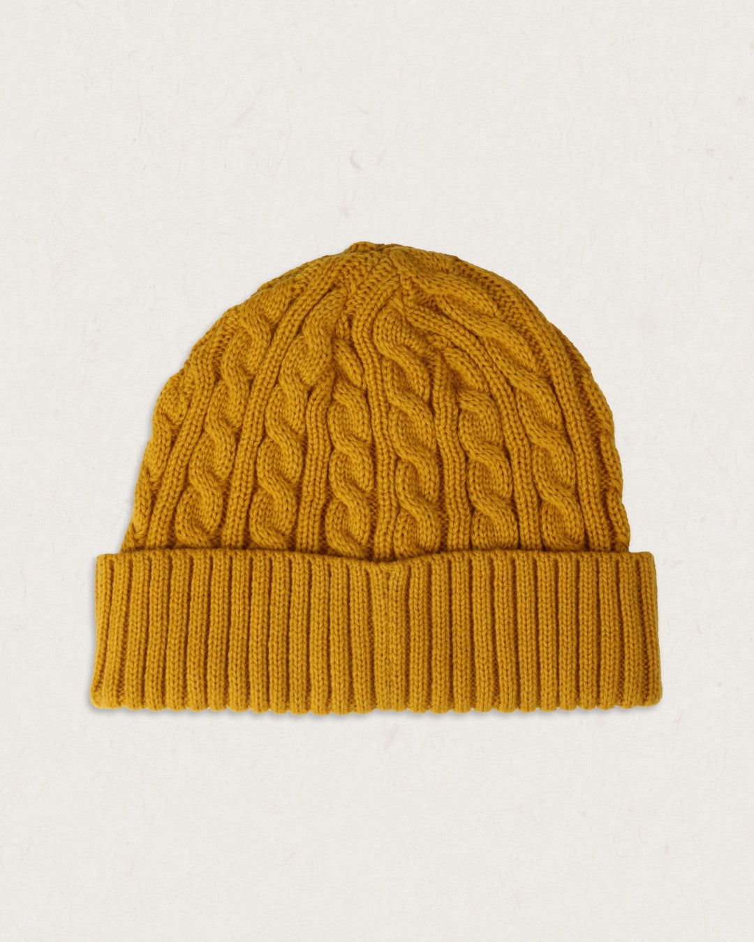 Fireside Recycled Acrylic Cable Knit Beanie - Mustard Yellow